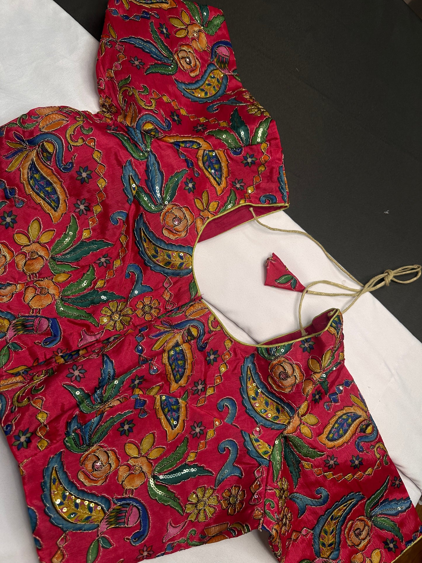 Pink Tissue  Kalamkari Sequence Blouse