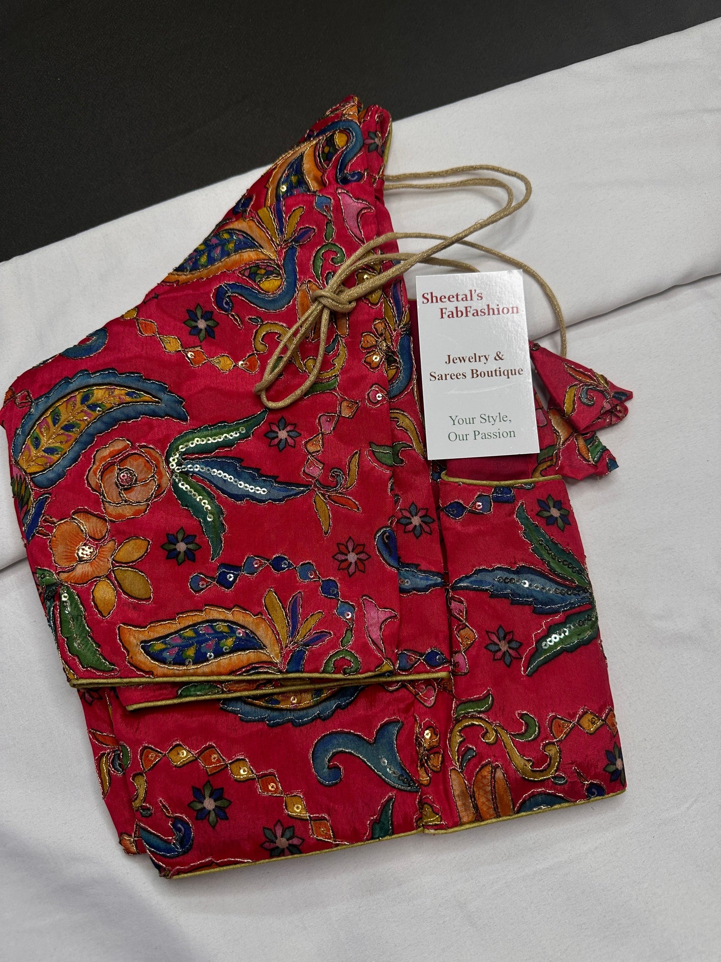 Pink Tissue  Kalamkari Sequence Blouse