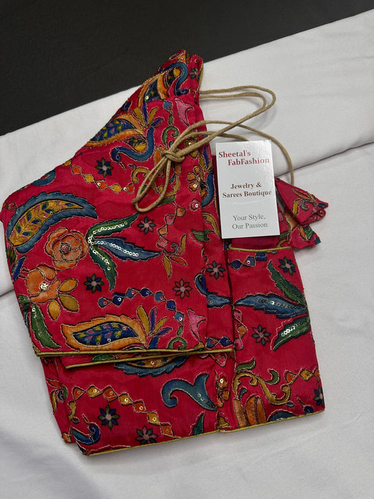 Pink Tissue  Kalamkari Sequence Blouse