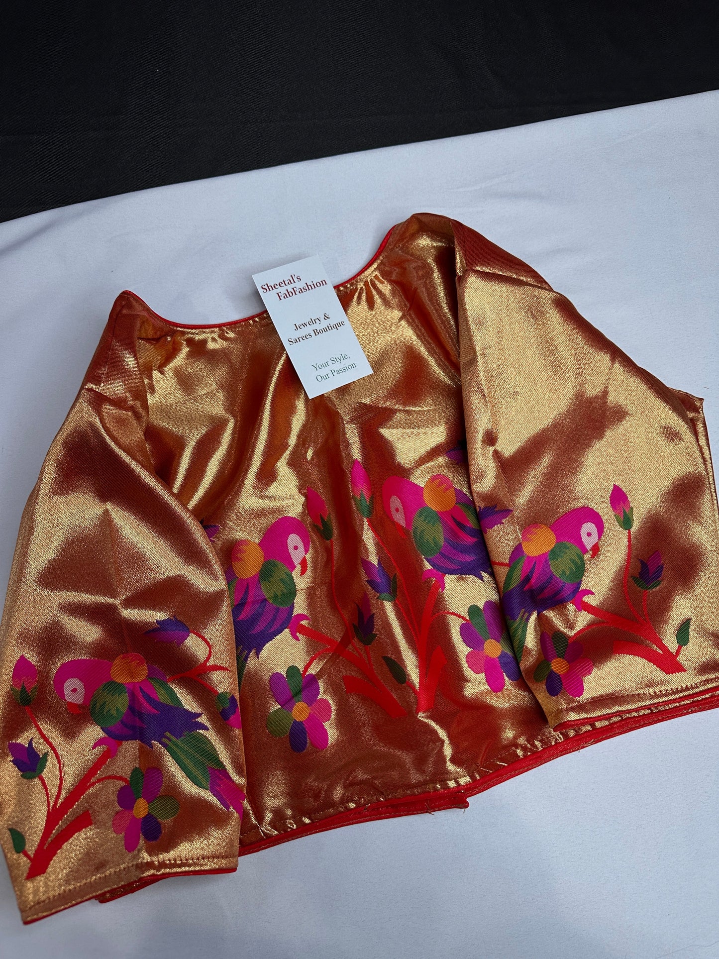 Gold Orange Pure Painthani Blouse