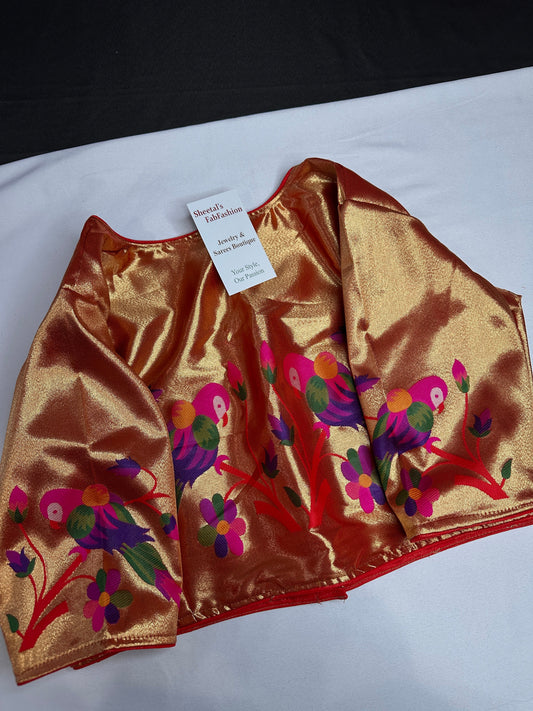 Gold Orange Pure Painthani Blouse