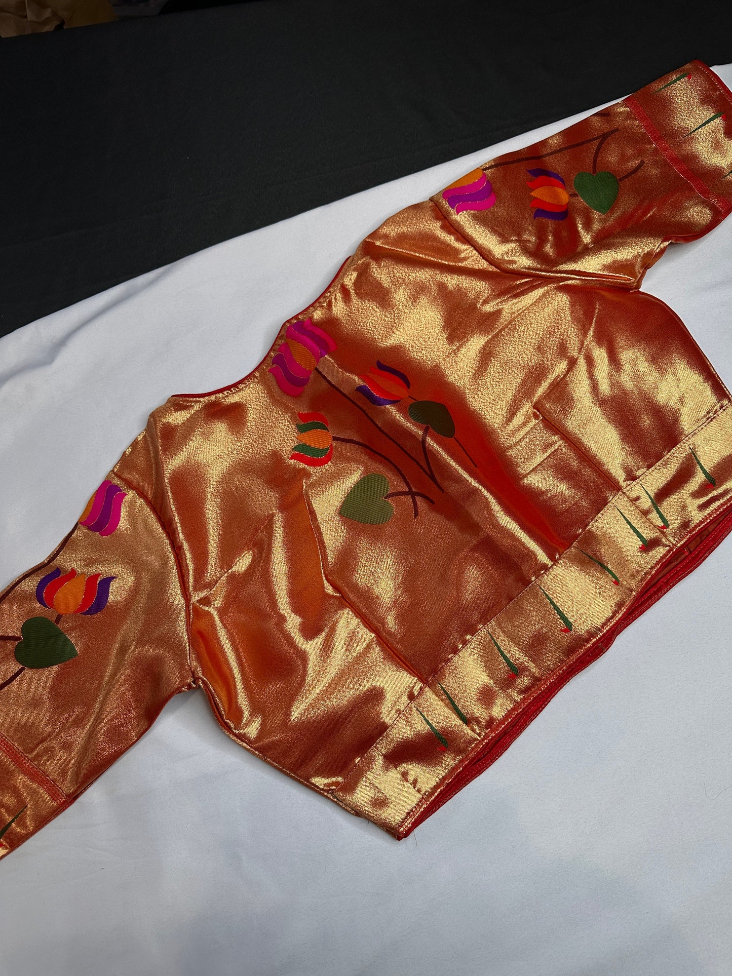 Gold Orange Pure Painthani Blouse