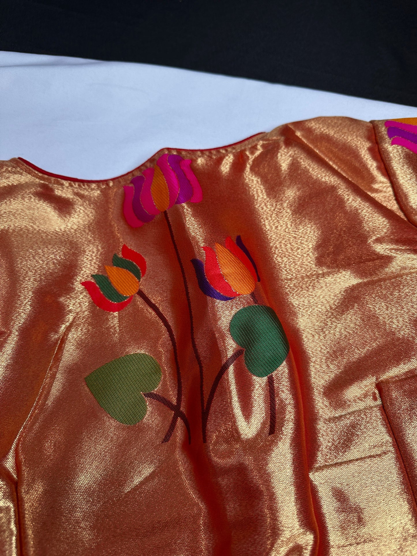 Gold Orange Pure Painthani Blouse
