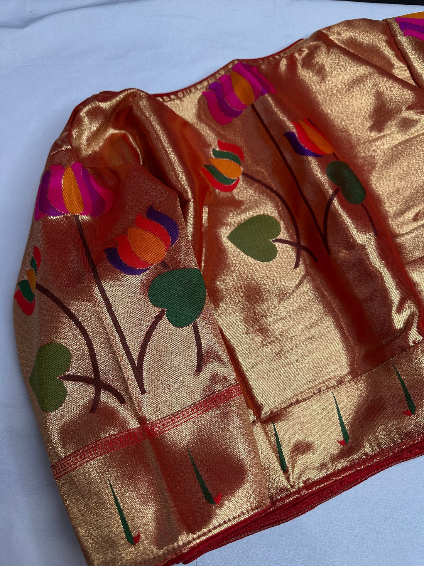 Gold Orange Pure Painthani Blouse
