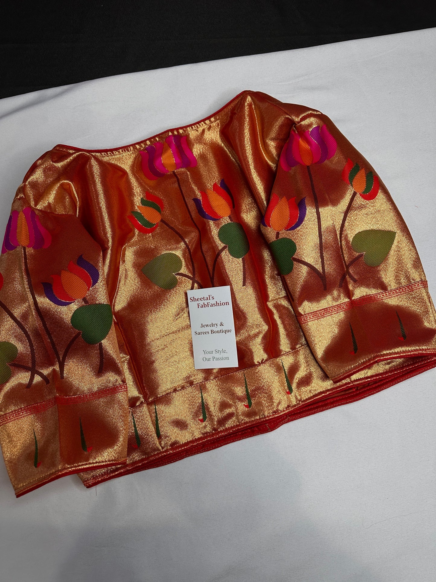 Gold Orange Pure Painthani Blouse