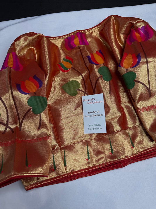 Gold Orange Pure Painthani Blouse
