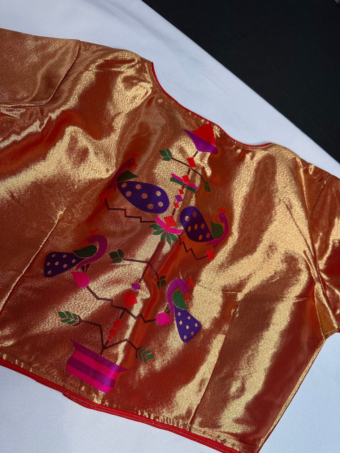 Gold Orange Pure Painthani Blouse