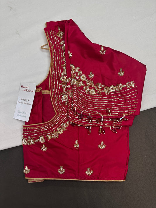 Pink Kardana Silk Maggam Aari Blouse