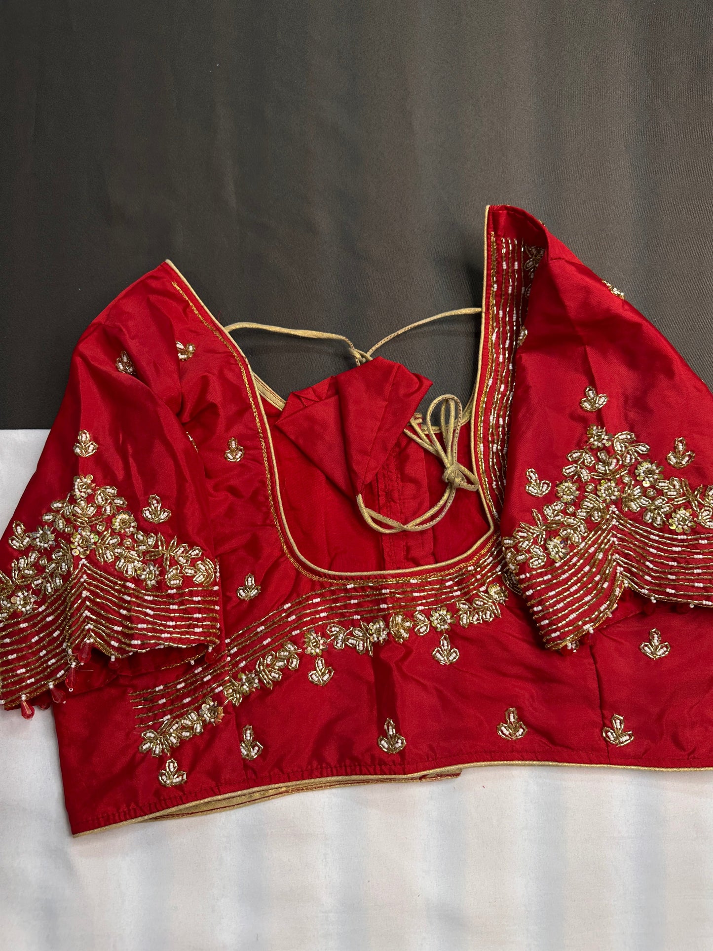 Red Kardana Silk Maggam Aari Blouse