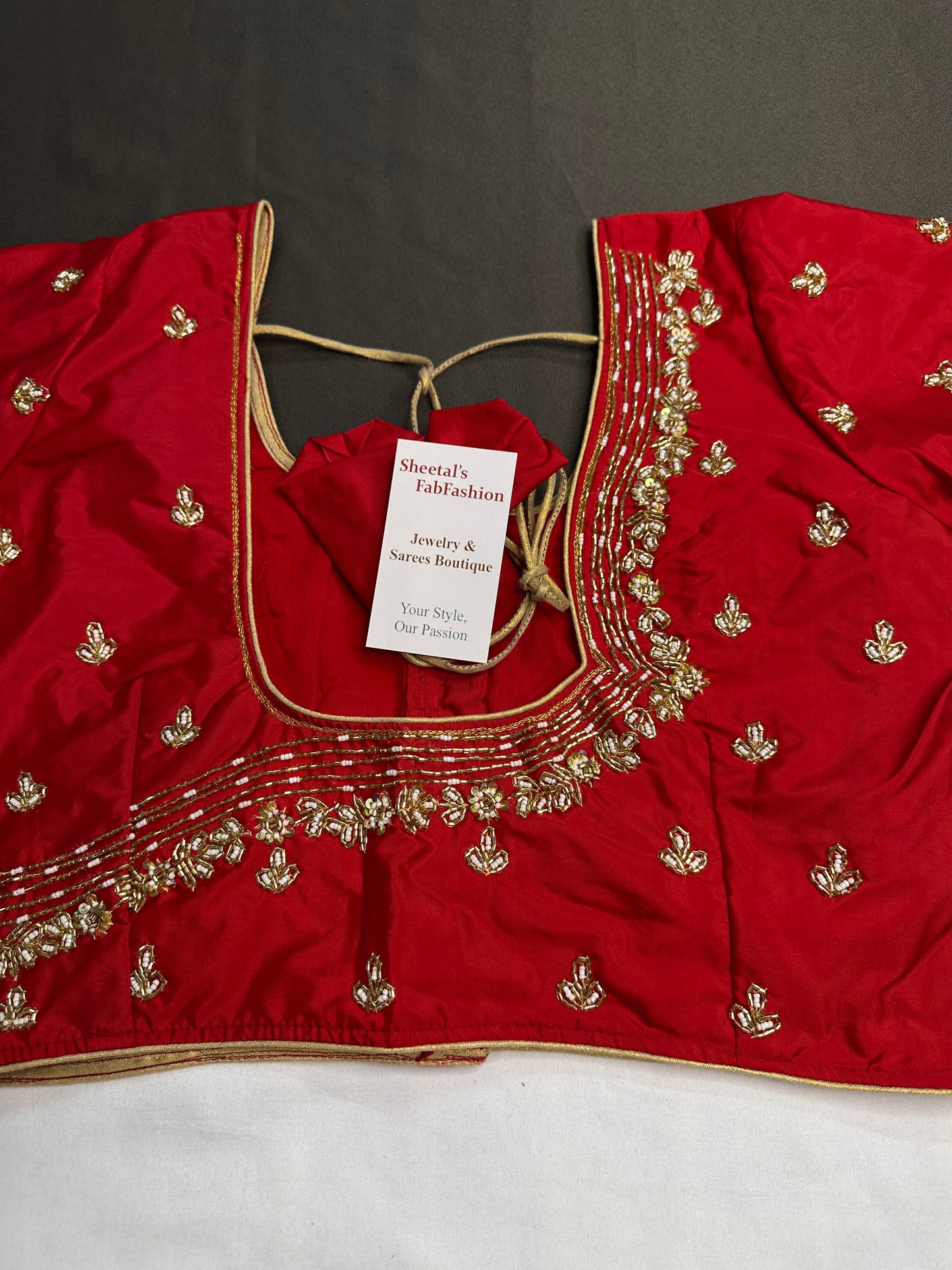 Red Kardana Silk Maggam Aari Blouse