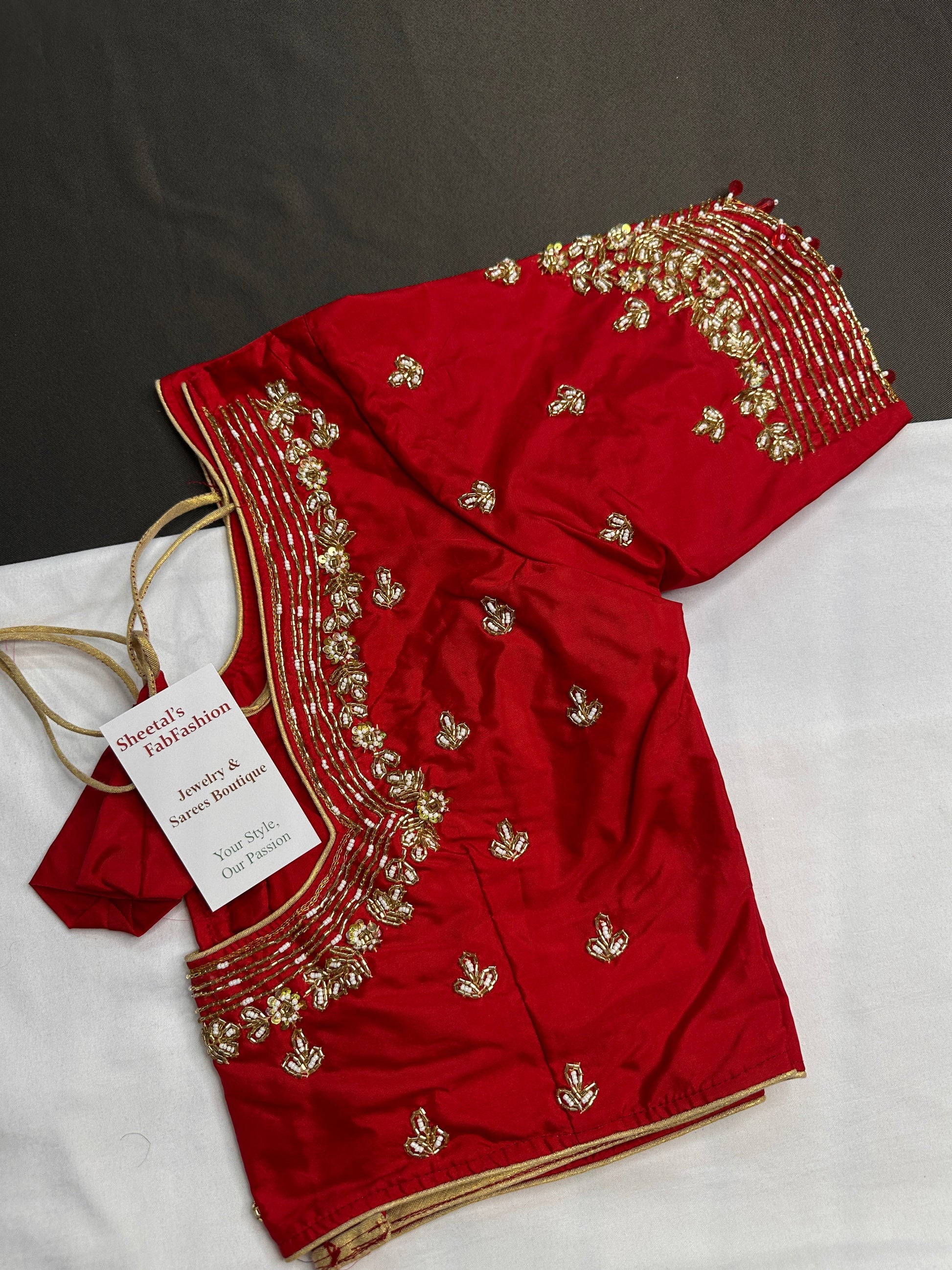 Red Kardana Silk Maggam Aari Blouse