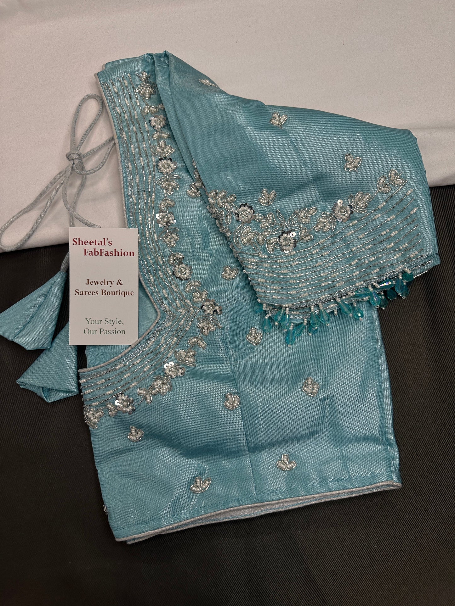 Blue Kardana Silk Maggam Aari Blouse