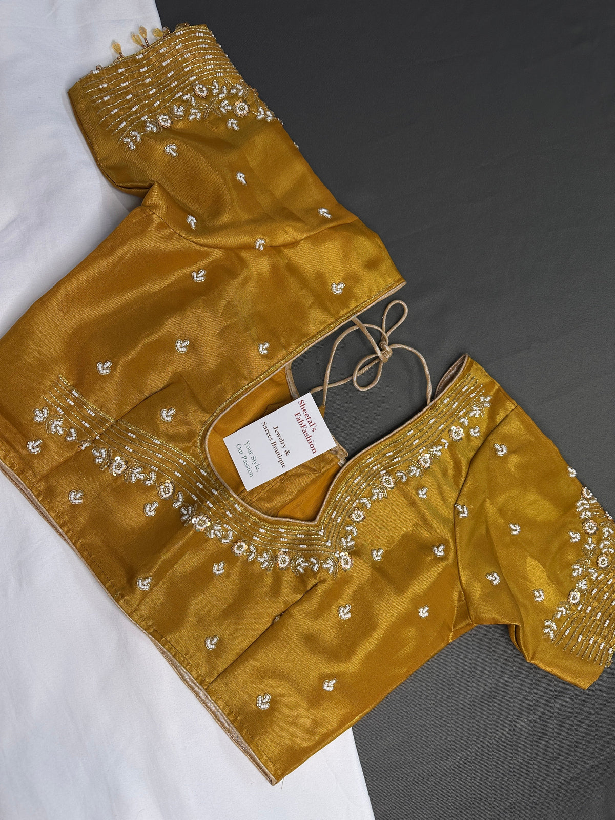 Gold Kardana Silk Maggam Aari Blouse