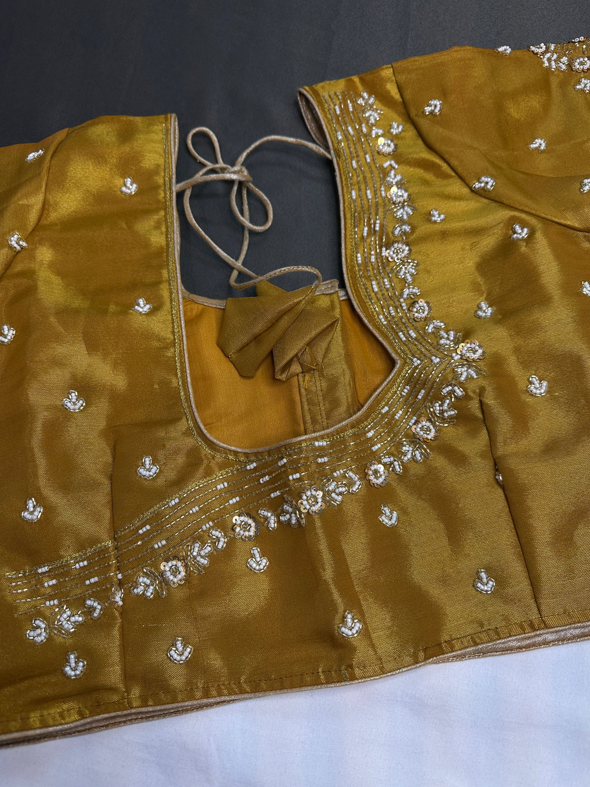 Gold Kardana Silk Maggam Aari Blouse