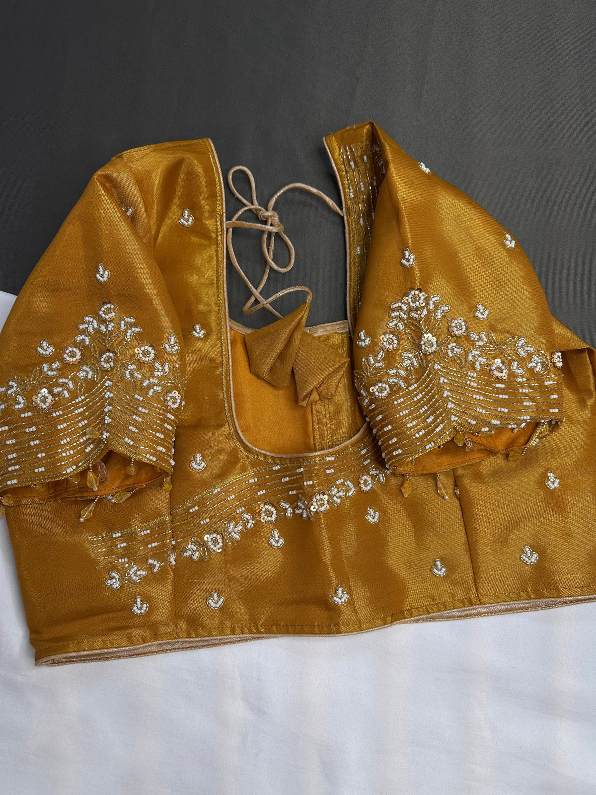 Gold Kardana Silk Maggam Aari Blouse