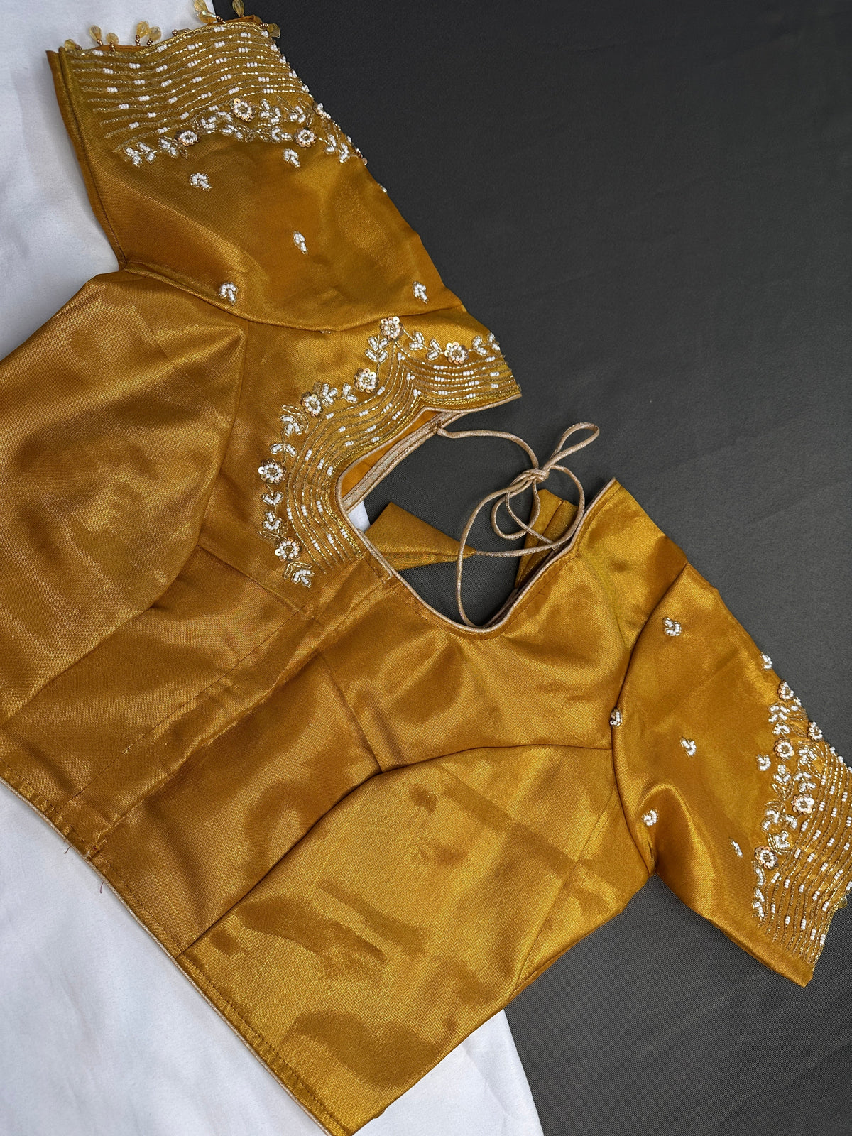 Gold Kardana Silk Maggam Aari Blouse