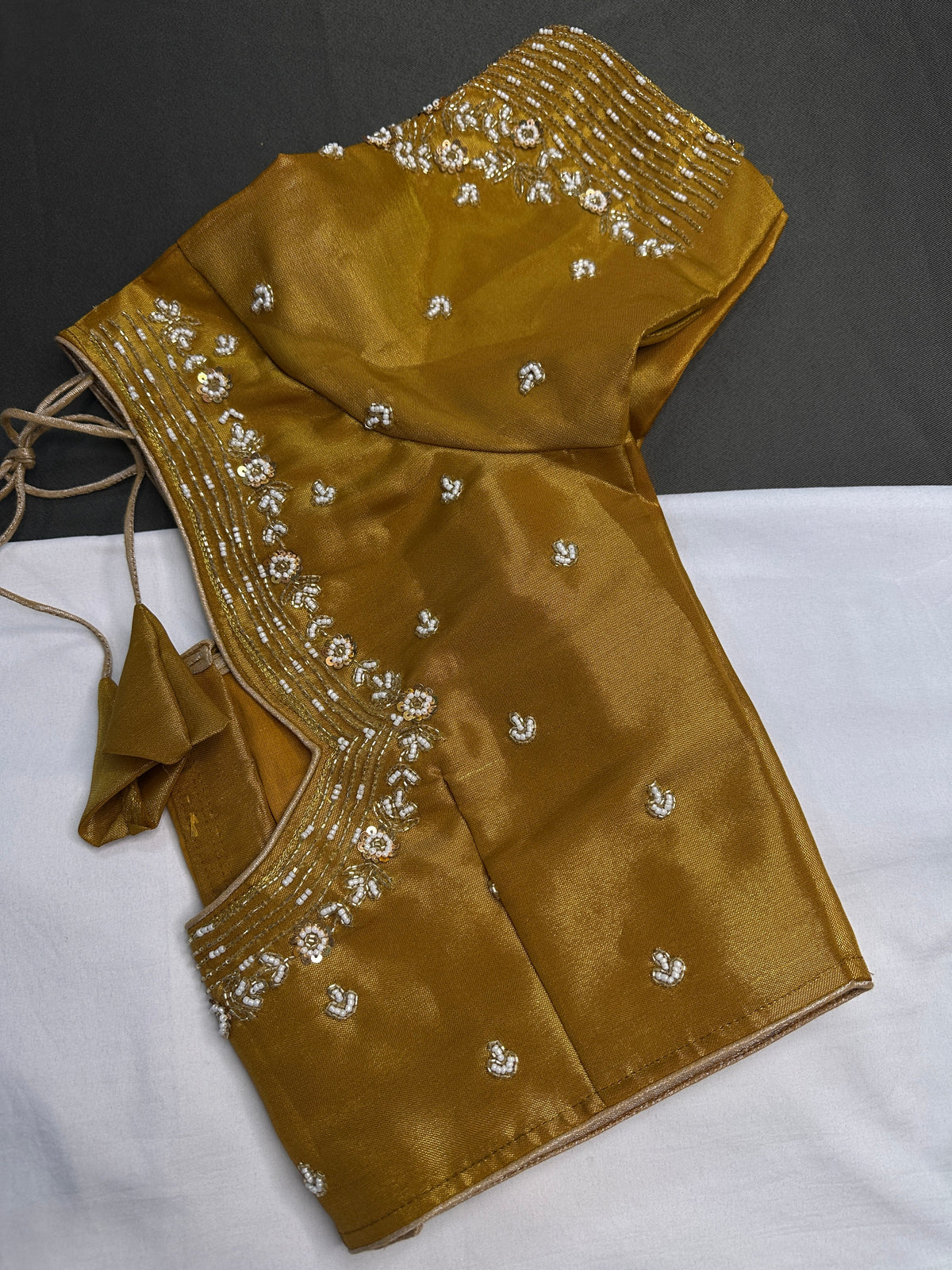 Gold Kardana Silk Maggam Aari Blouse