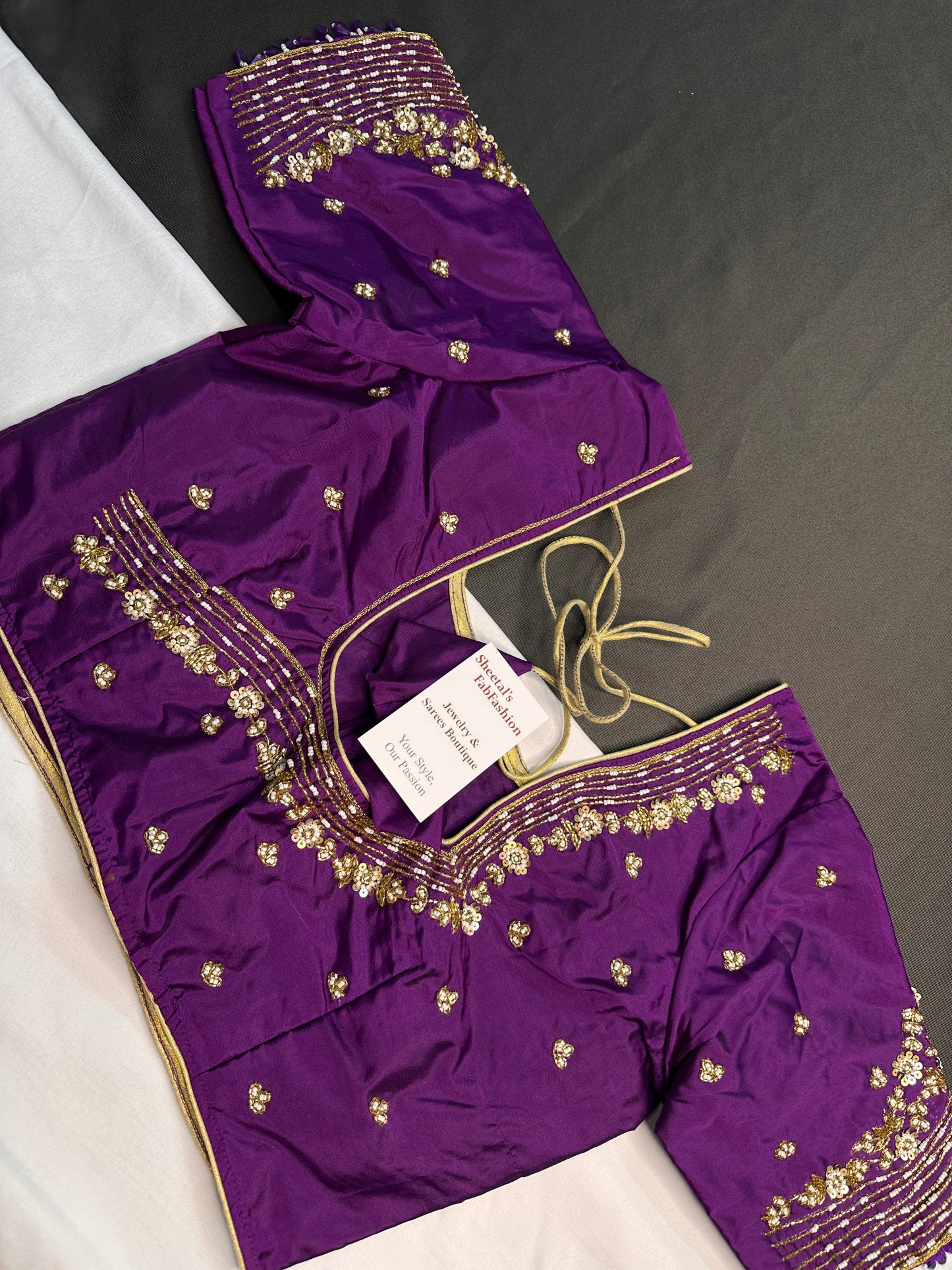 Purple Kardana Silk Maggam Aari Blouse