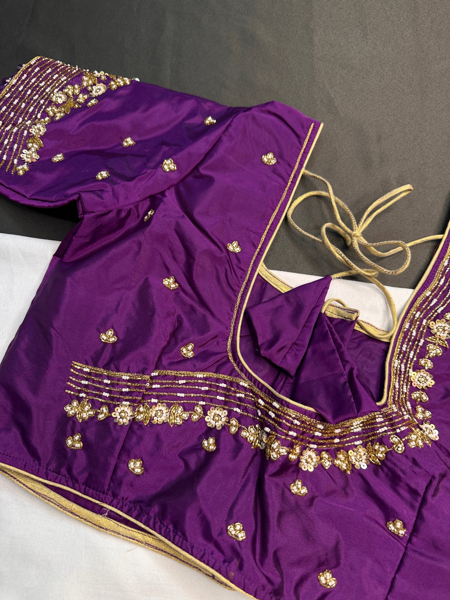 Purple Kardana Silk Maggam Aari Blouse