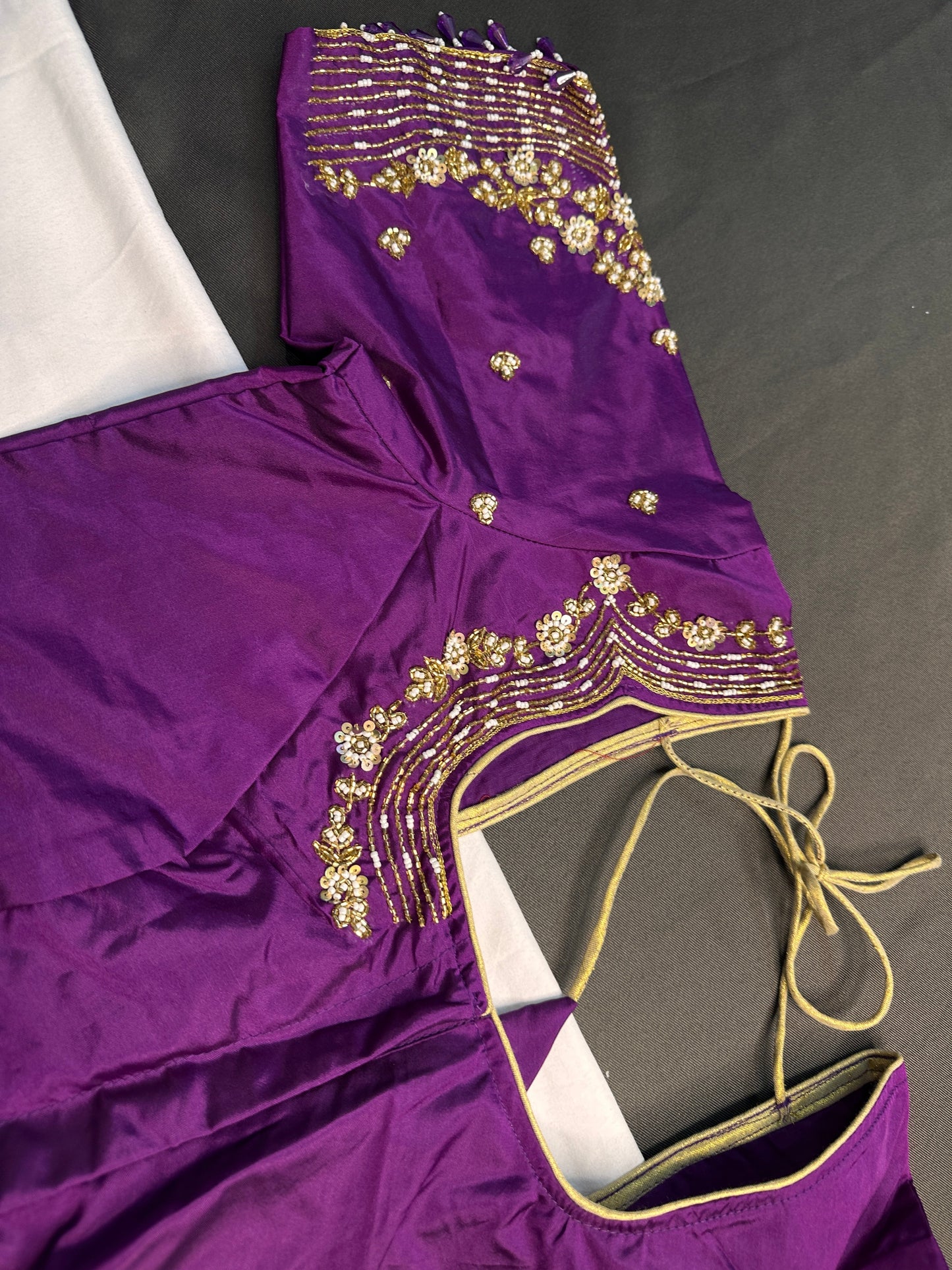 Purple Kardana Silk Maggam Aari Blouse
