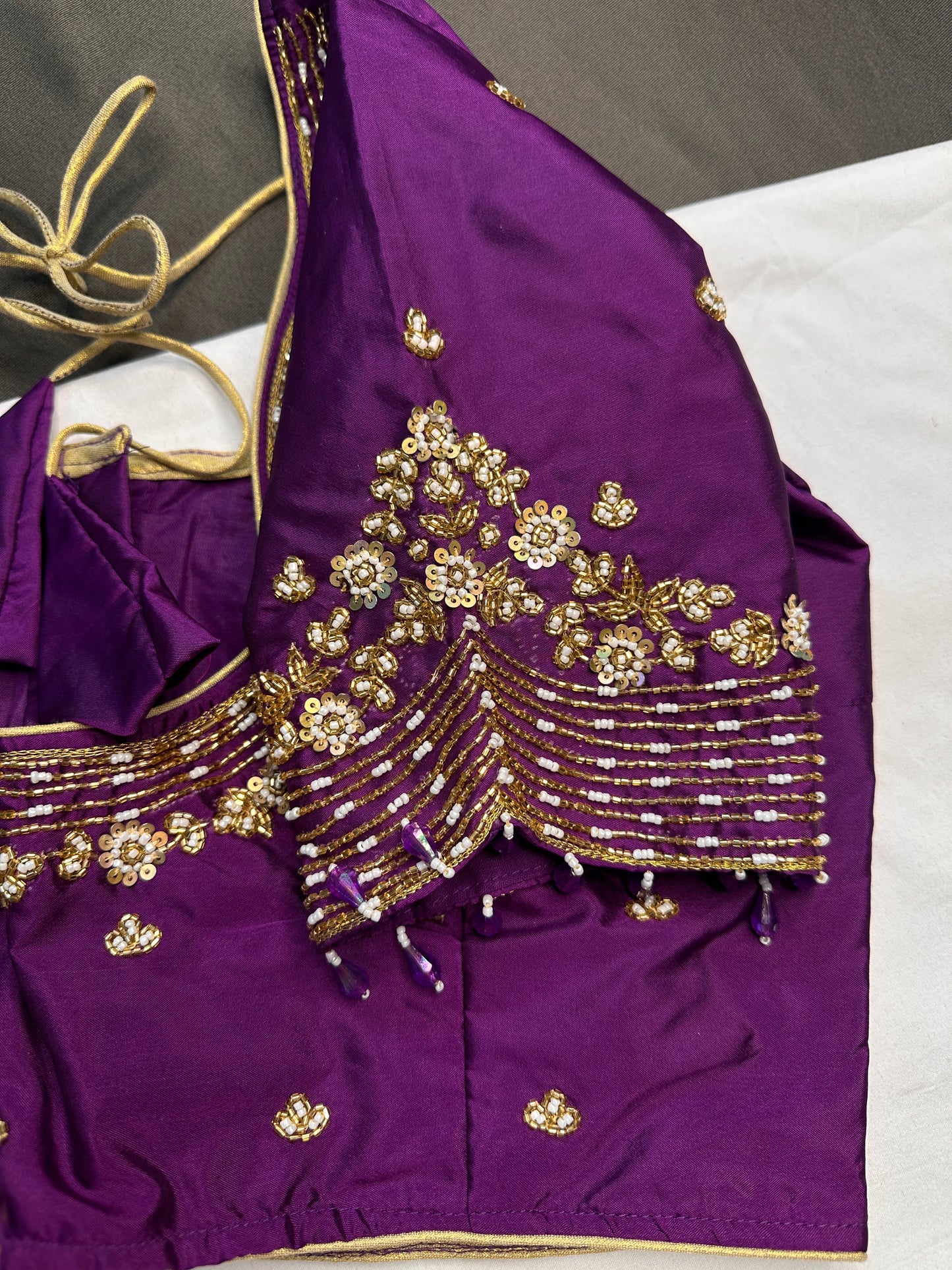 Purple Kardana Silk Maggam Aari Blouse