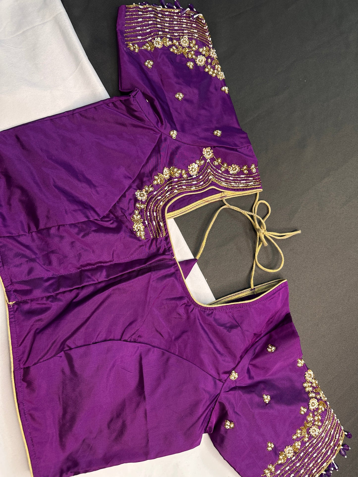 Purple Kardana Silk Maggam Aari Blouse