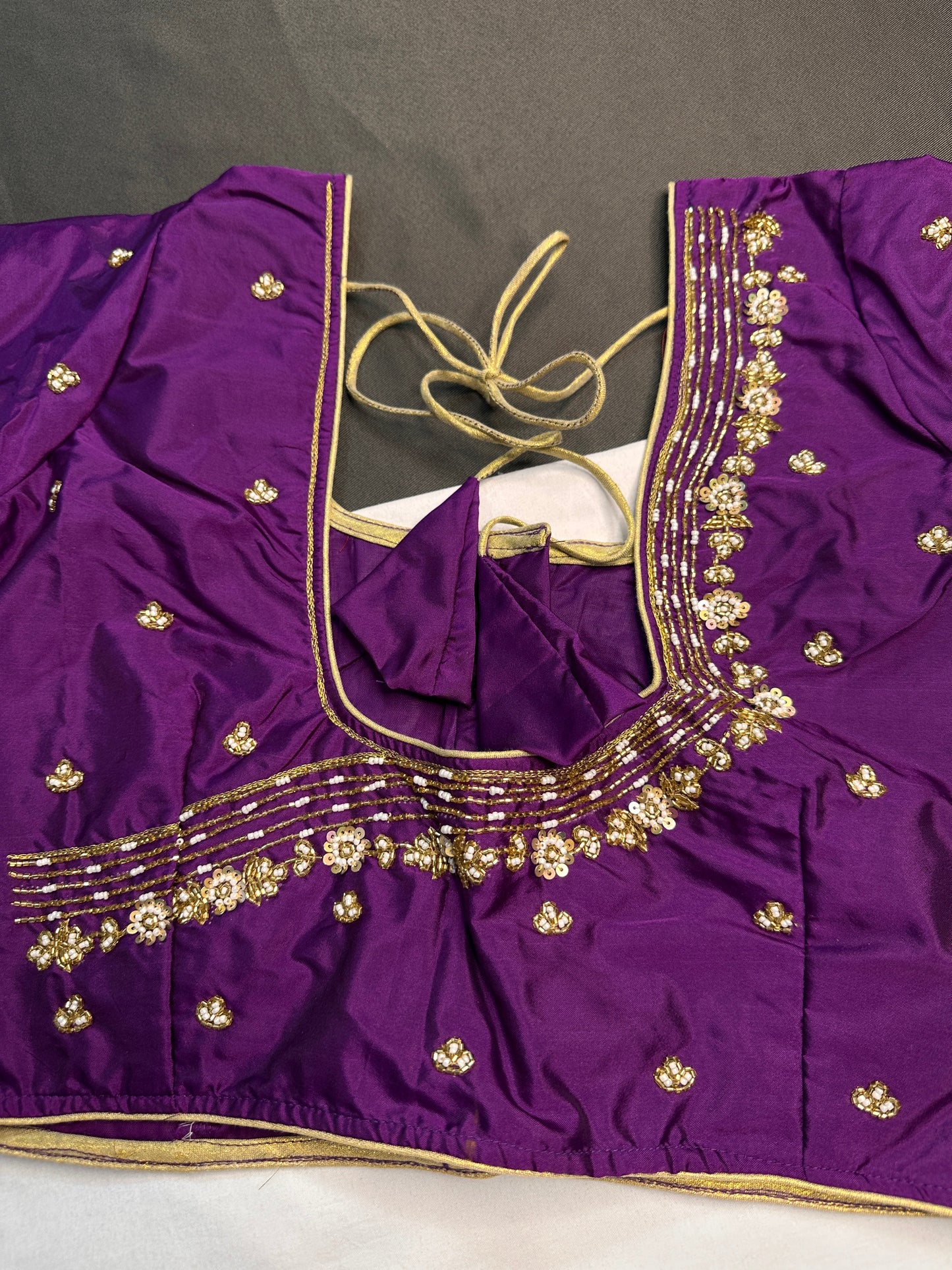 Purple Kardana Silk Maggam Aari Blouse