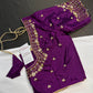 Purple Kardana Silk Maggam Aari Blouse