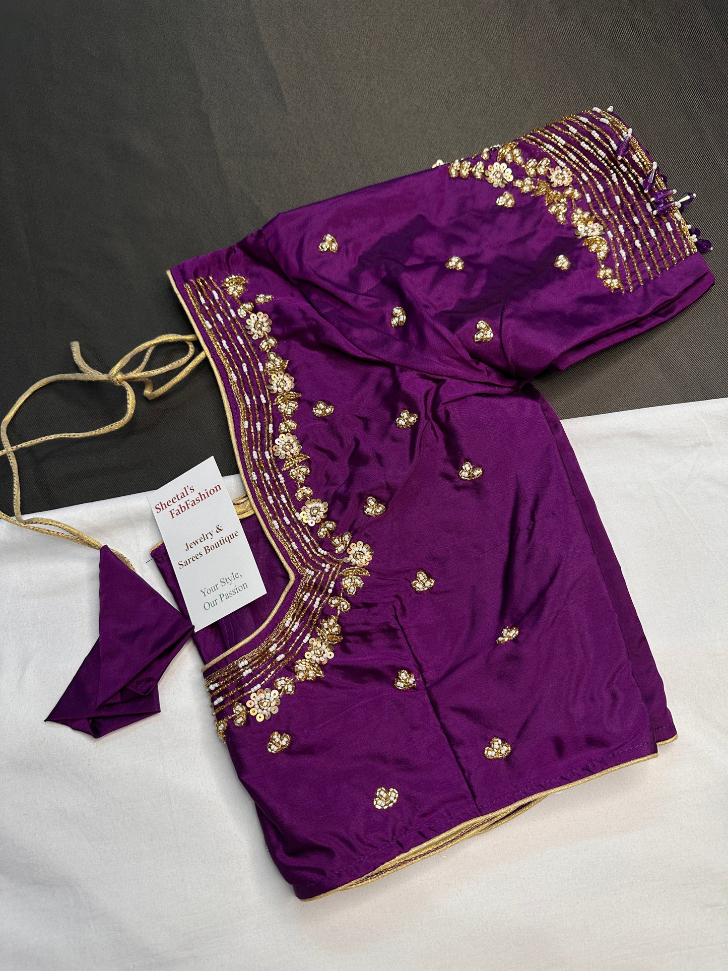 Purple Kardana Silk Maggam Aari Blouse