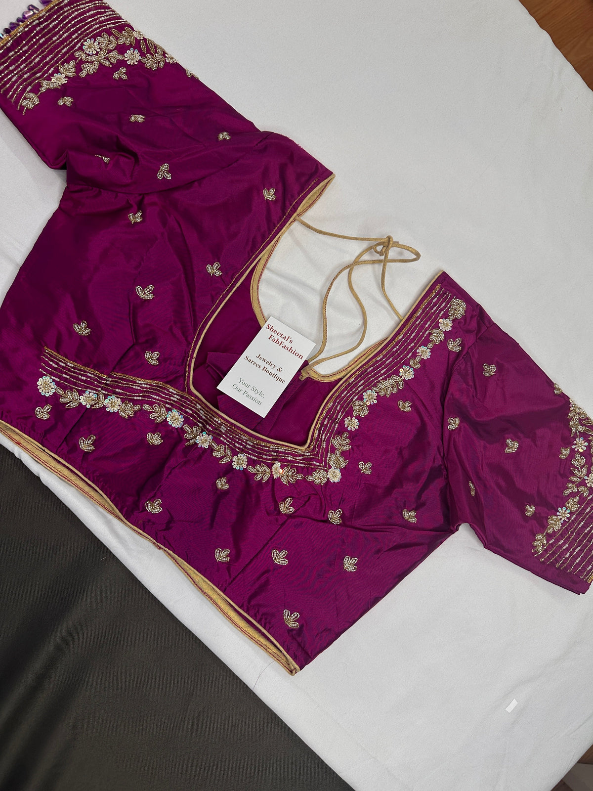 Magenta Kardana Silk Maggam Aari Blouse