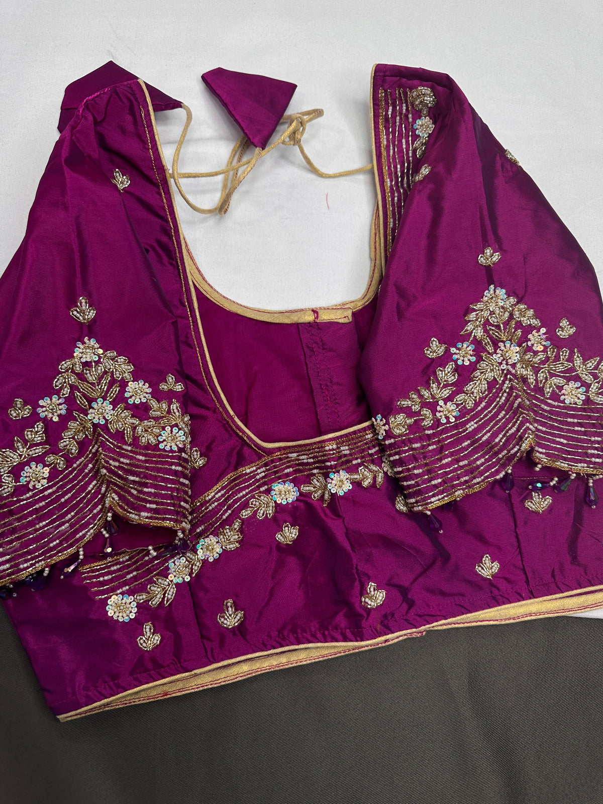 Magenta Kardana Silk Maggam Aari Blouse