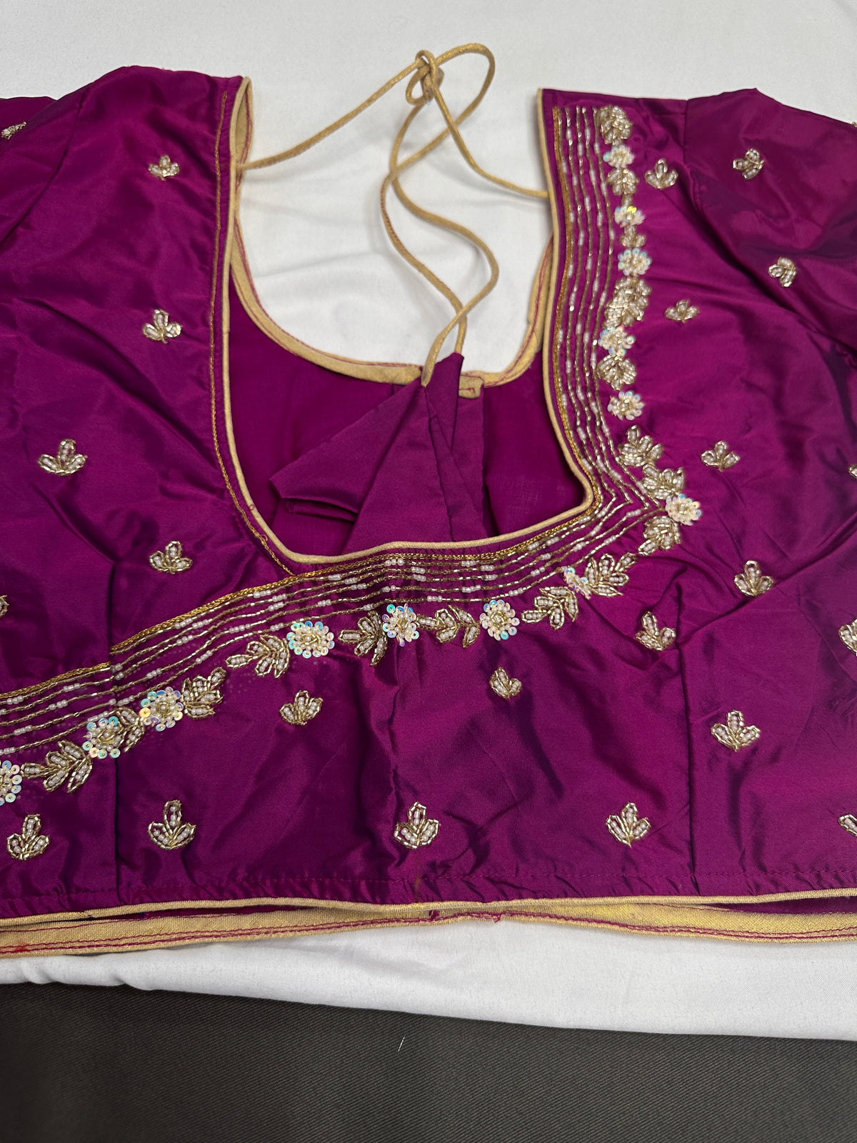 Magenta Kardana Silk Maggam Aari Blouse