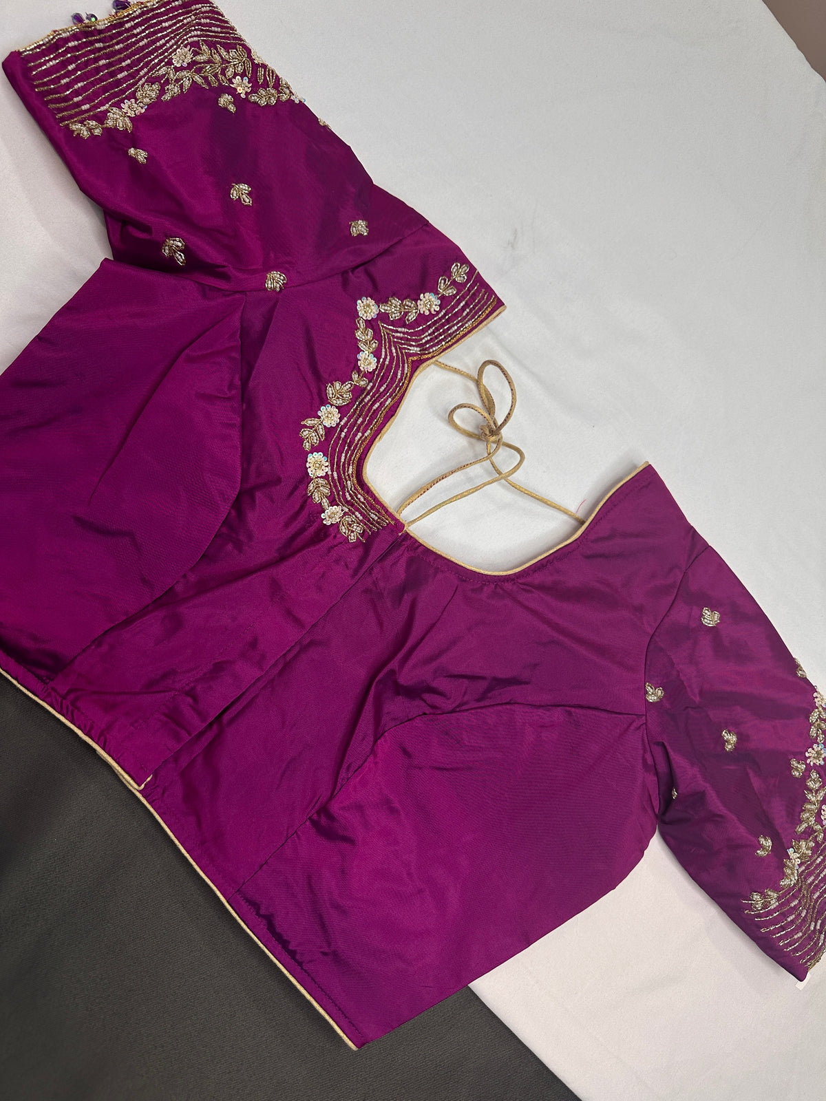Magenta Kardana Silk Maggam Aari Blouse