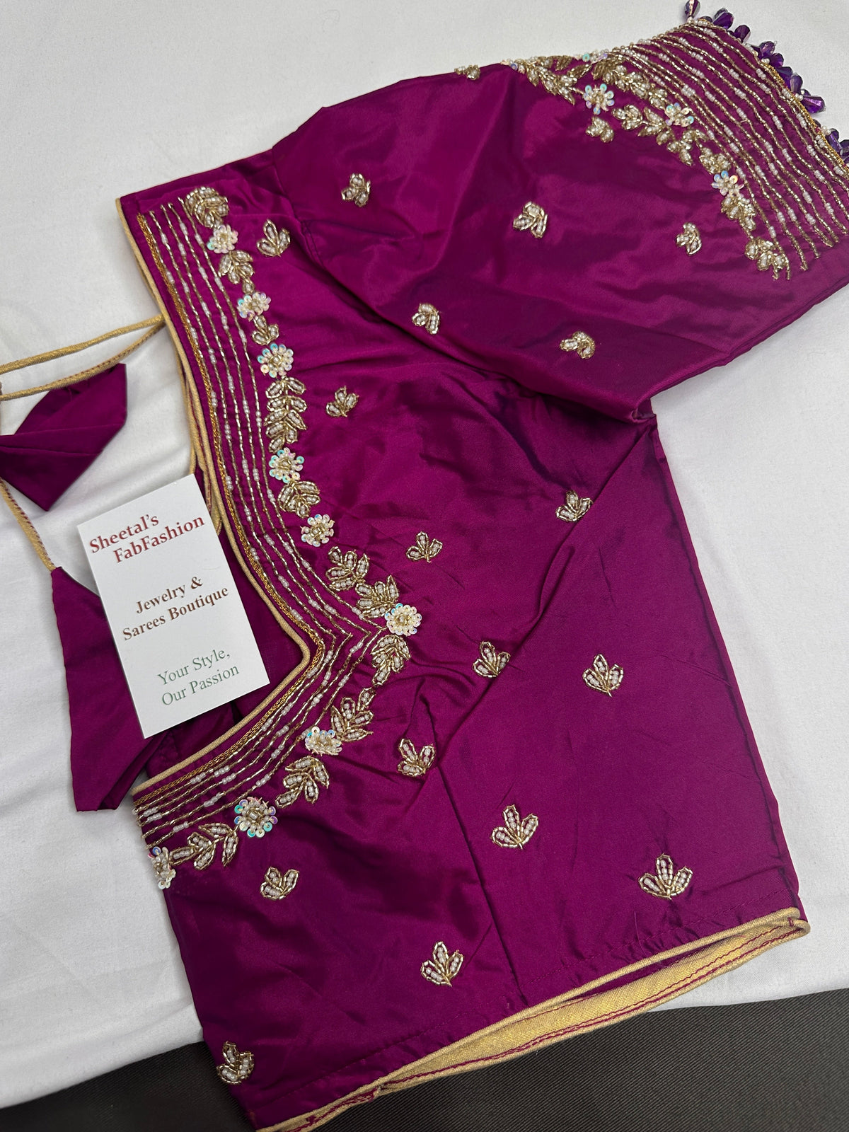 Magenta Kardana Silk Maggam Aari Blouse