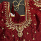 Marron Red Pearl Silk Maggam Aari Blouse