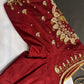 Marron Red Pearl Silk Maggam Aari Blouse