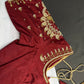 Marron Red Pearl Silk Maggam Aari Blouse