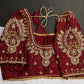 Marron Red Pearl Silk Maggam Aari Blouse