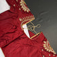 Marron Red Pearl Silk Maggam Aari Blouse