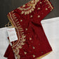 Marron Red Pearl Silk Maggam Aari Blouse