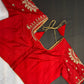Red Pearl Silk Maggam Aari Blouse