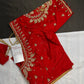 Red Pearl Silk Maggam Aari Blouse