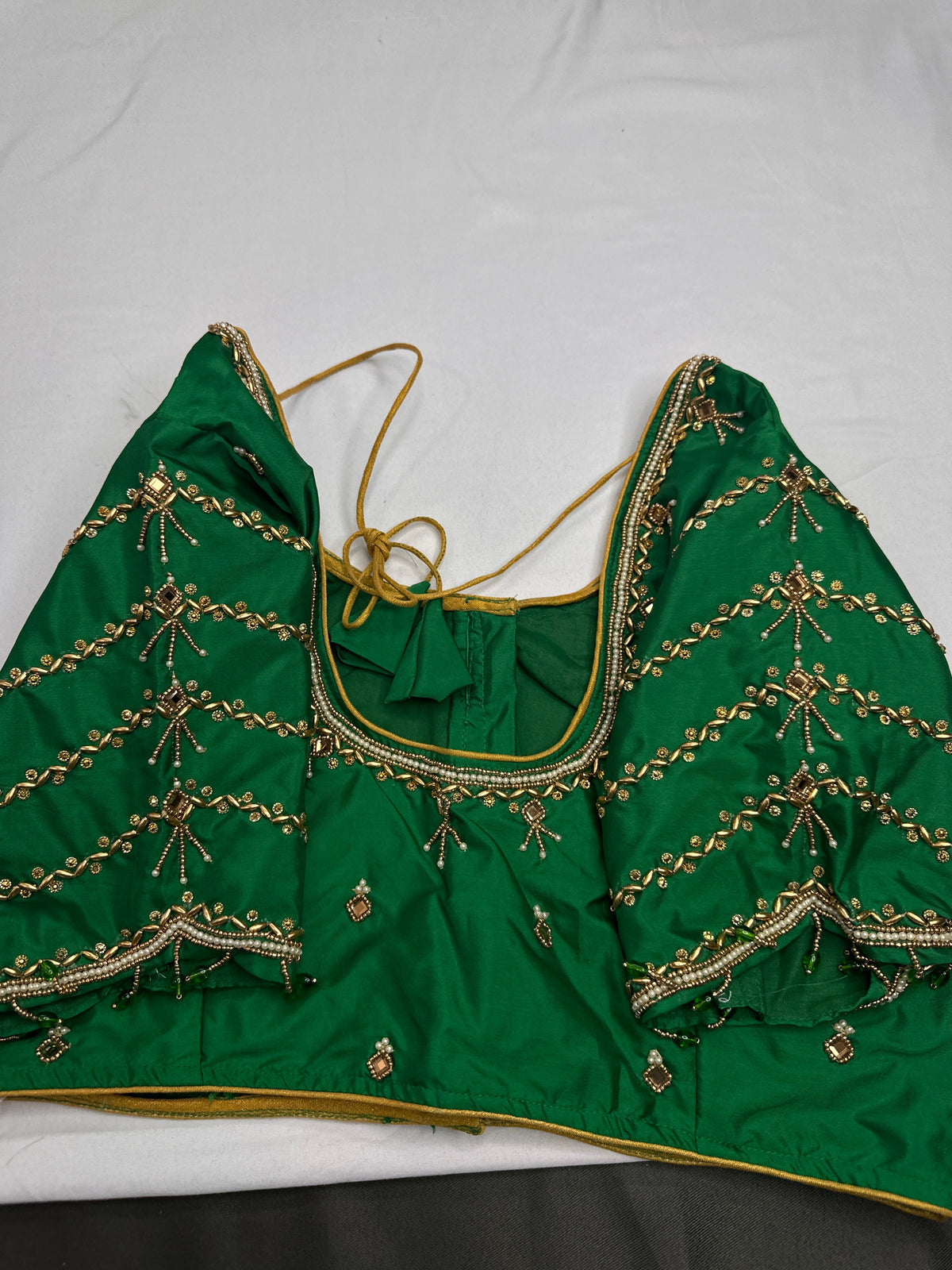 Green Silk Maggam Aari Blouse