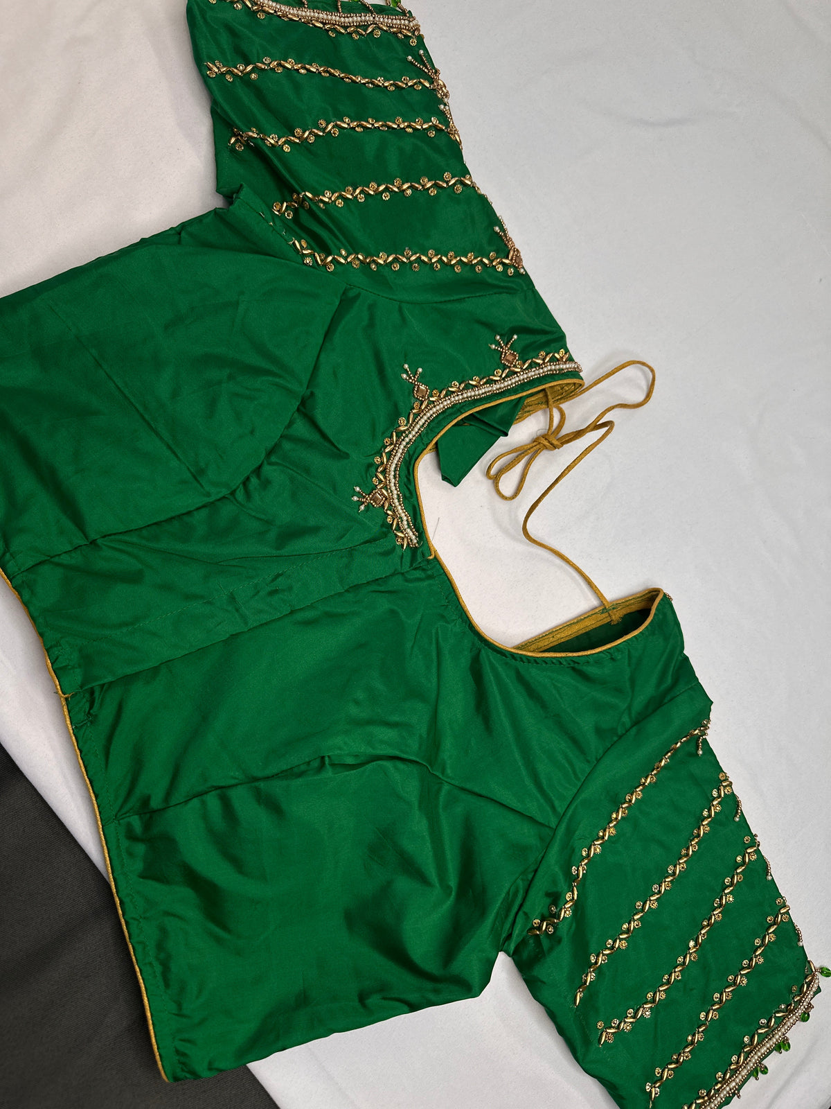 Green Silk Maggam Aari Blouse