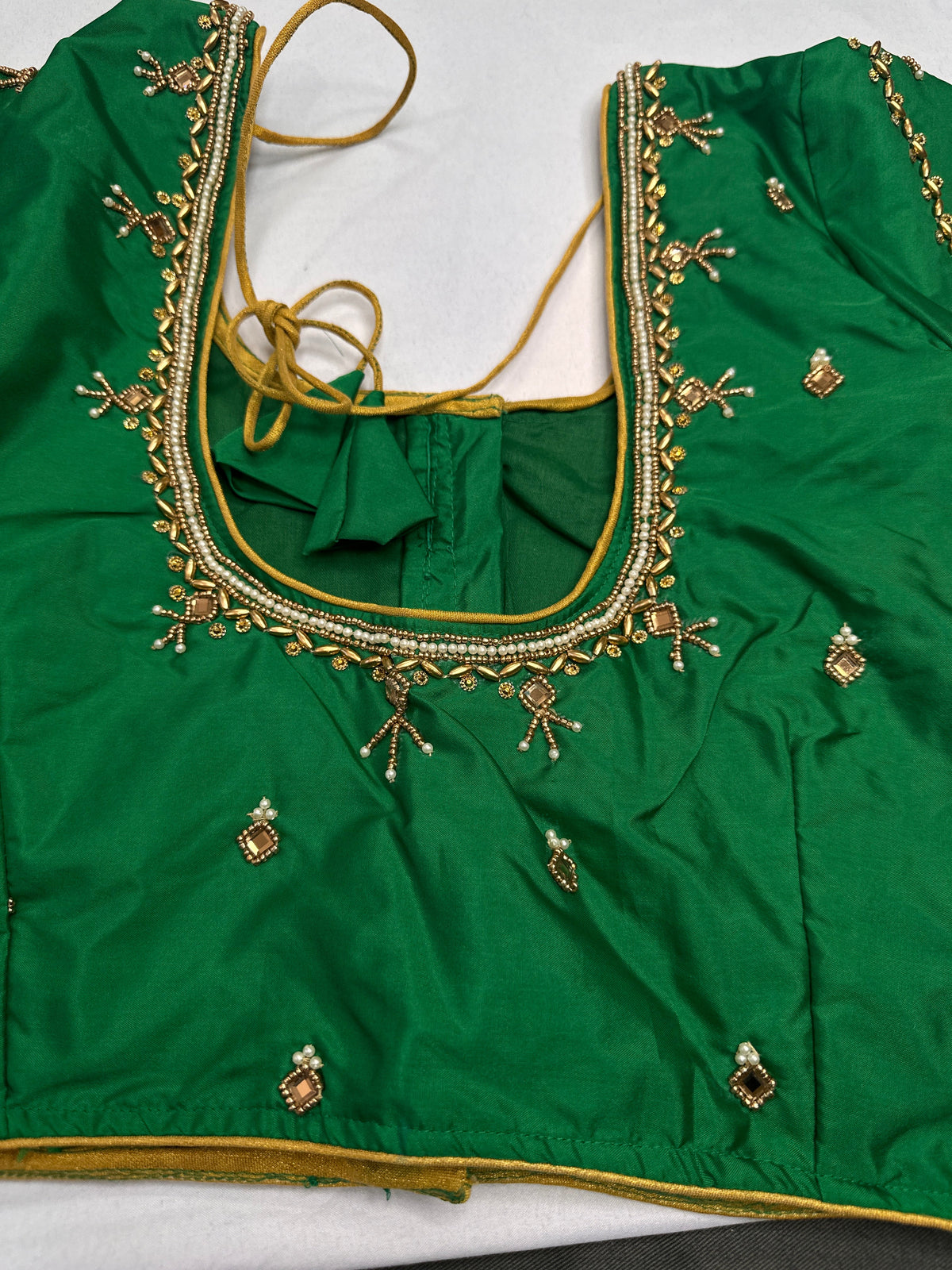 Green Silk Maggam Aari Blouse