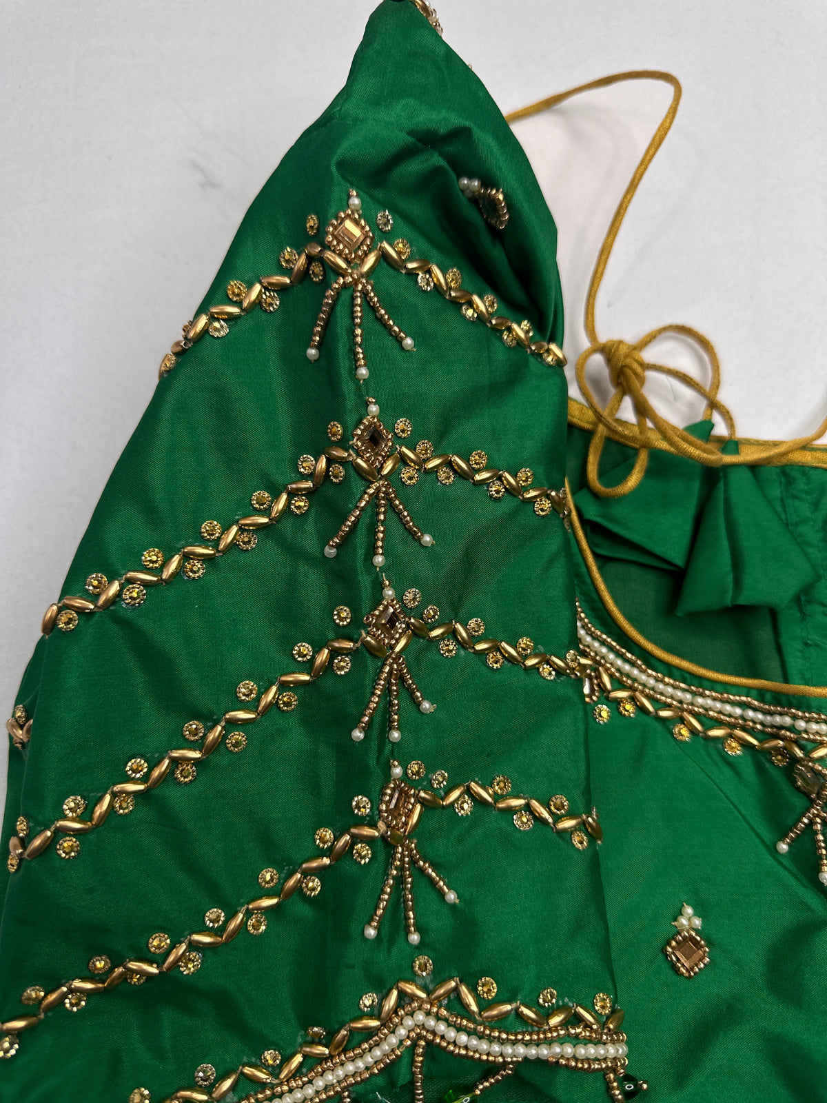 Green Silk Maggam Aari Blouse