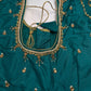 Teal Green Silk Maggam Aari Blouse