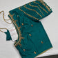 Teal Green Silk Maggam Aari Blouse