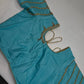 Teal Blue Silk Maggam Aari Blouse