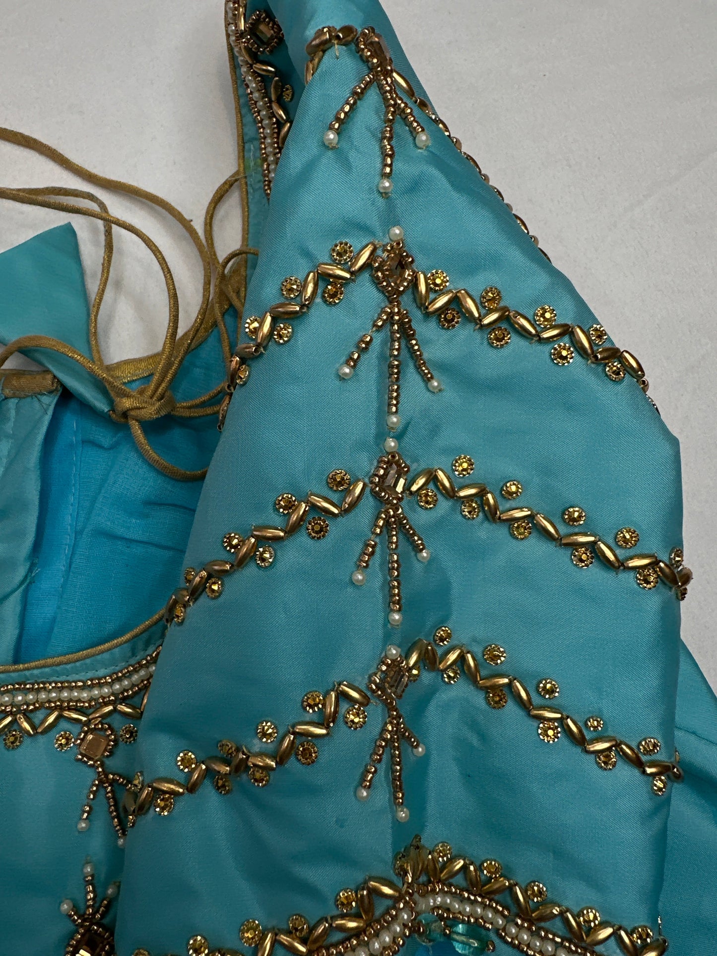 Teal Blue Silk Maggam Aari Blouse